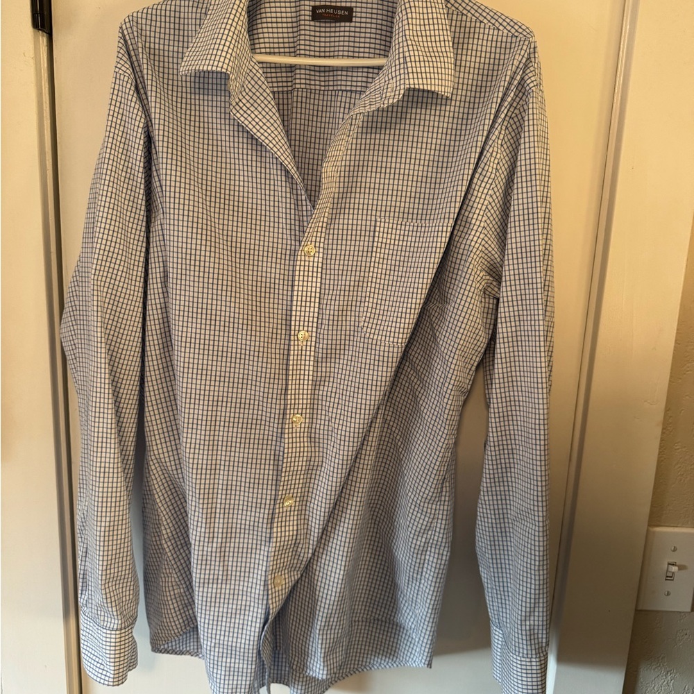 Van Heusen Men's Blue Checkered Shirt
